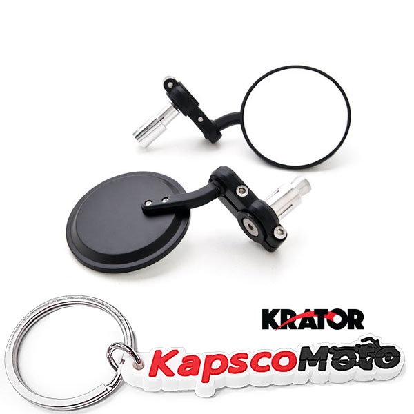 Krator Universal Round Bar End Convex Mirrors Inceased Vision For 7/8" Handle Bars Compatible with Most Harley Davidsons Suzuki Honda