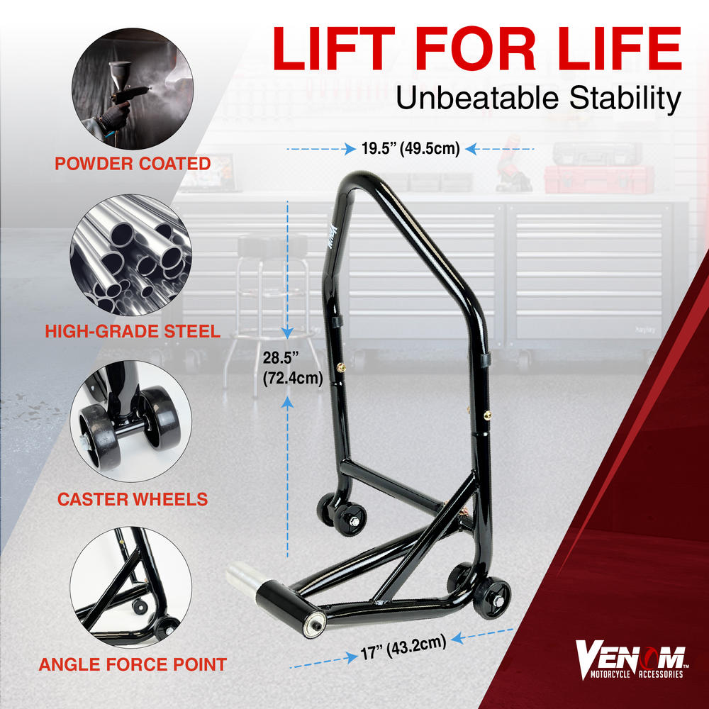 Venom Single Sided Swingarm Motorcycle Stand Lift with 53.5 mm pin, Motorcycle Wheel Stand, Motorcycle Rear Stand, Lifting