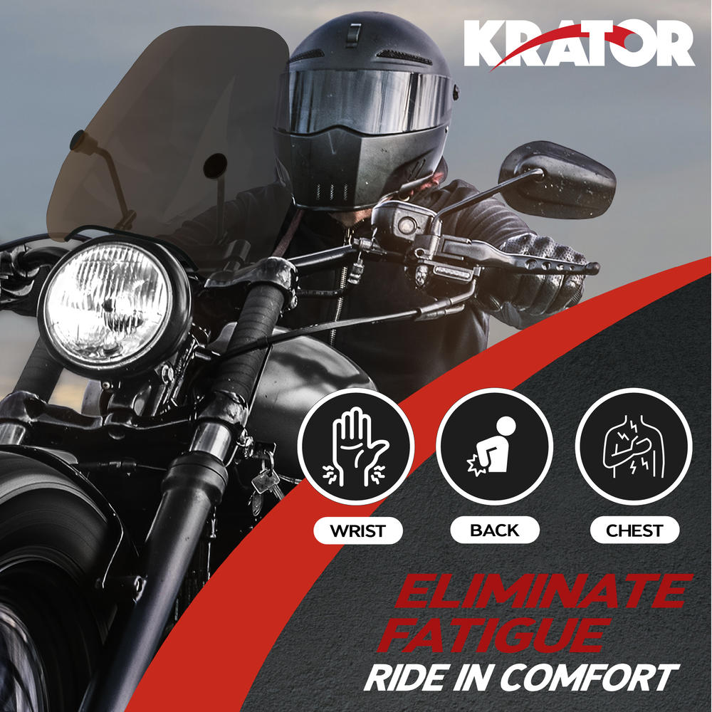 Krator 15" Smoke Tinted Windscreen Windshield Compatible with Harley-Davidson Dyna FXDB Street Bob (2006-2009) Fits 7/8" or 1"