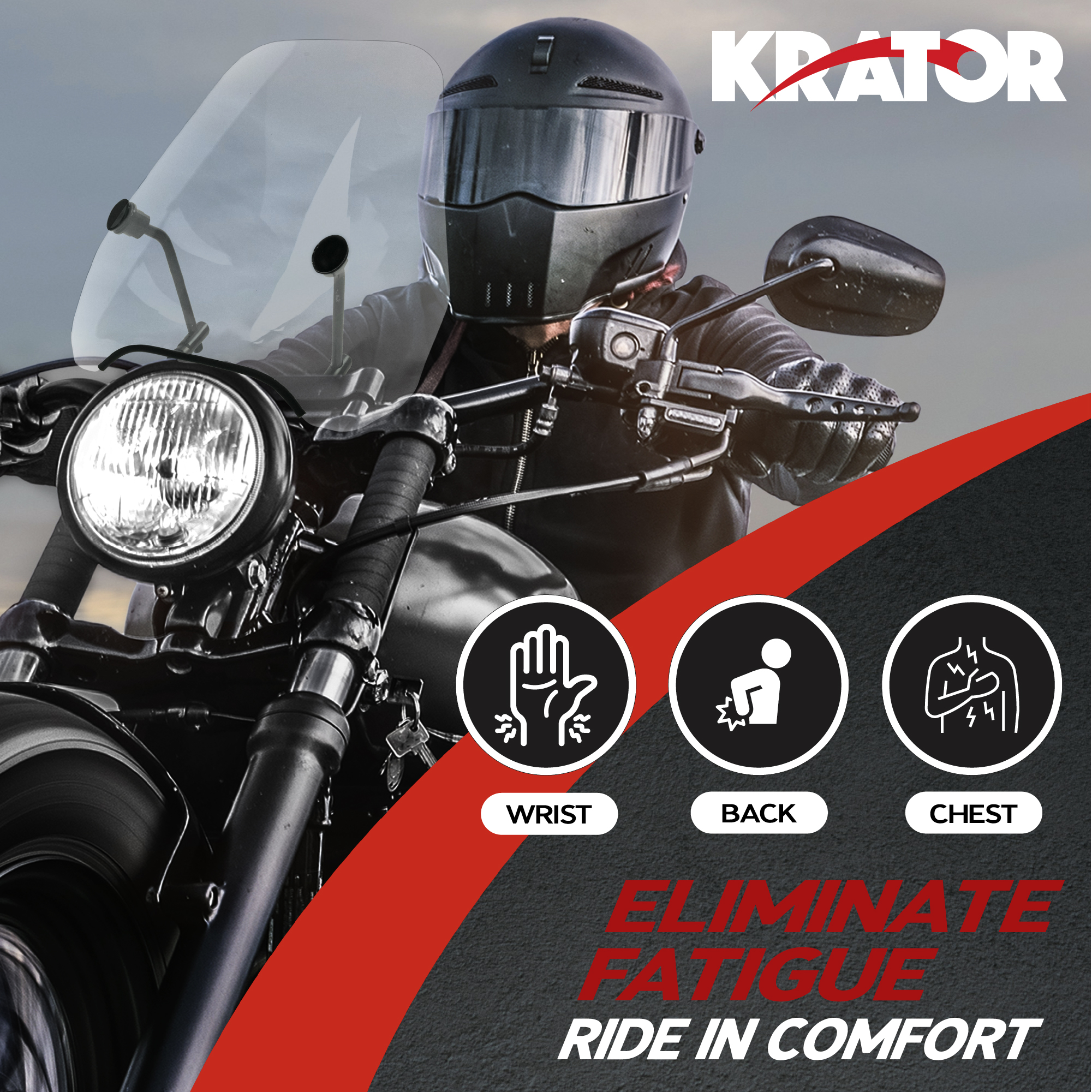 Krator 15" Clear Tinted Windscreen Windshield Compatible with Victory Vegas (2016) Fits 7/8" or 1" Handlebars