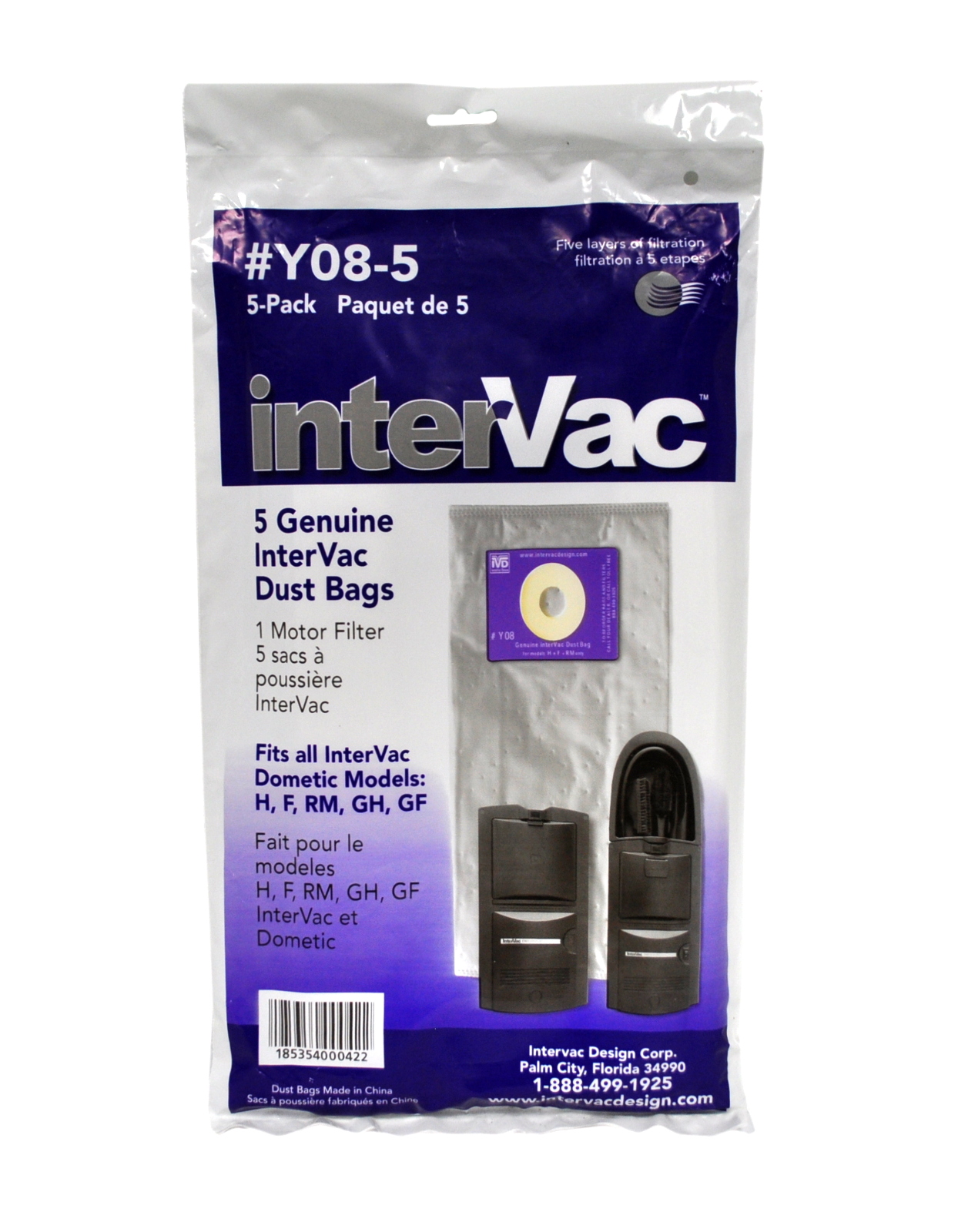 Intervac Garage Vac Paper Vacuum Bags 5 Pack Y08-5