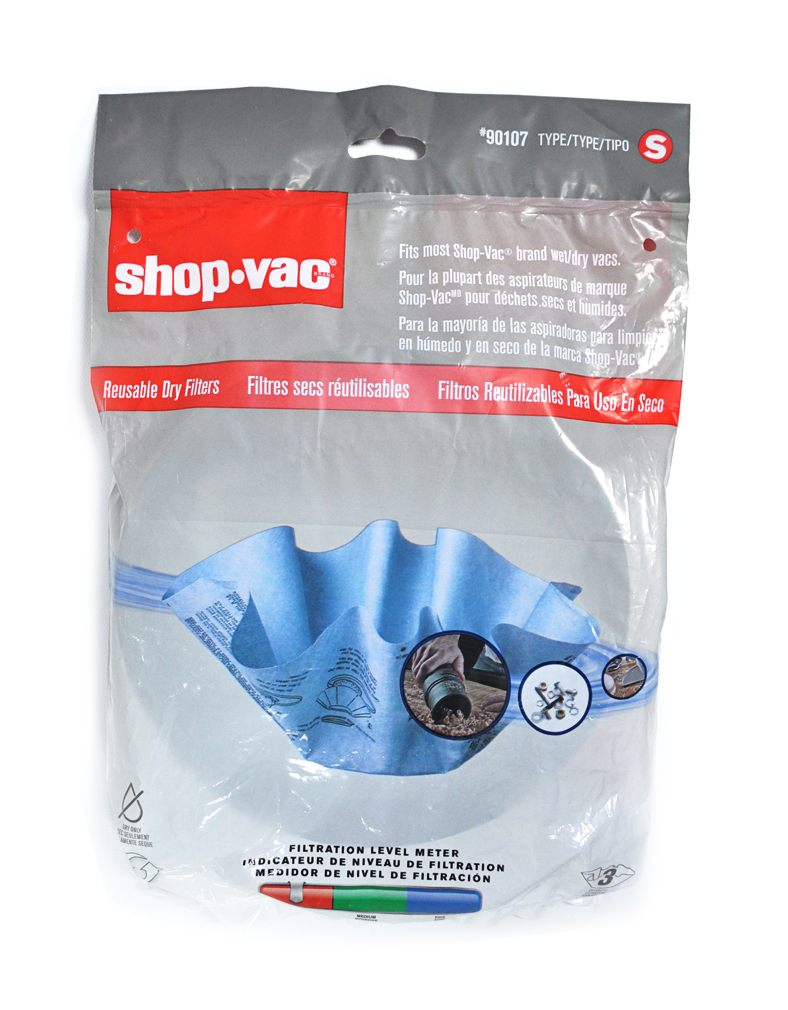 Shop-Vac Shop Vac Vacuum Type S Reusable Dry Filters And Ring 90107