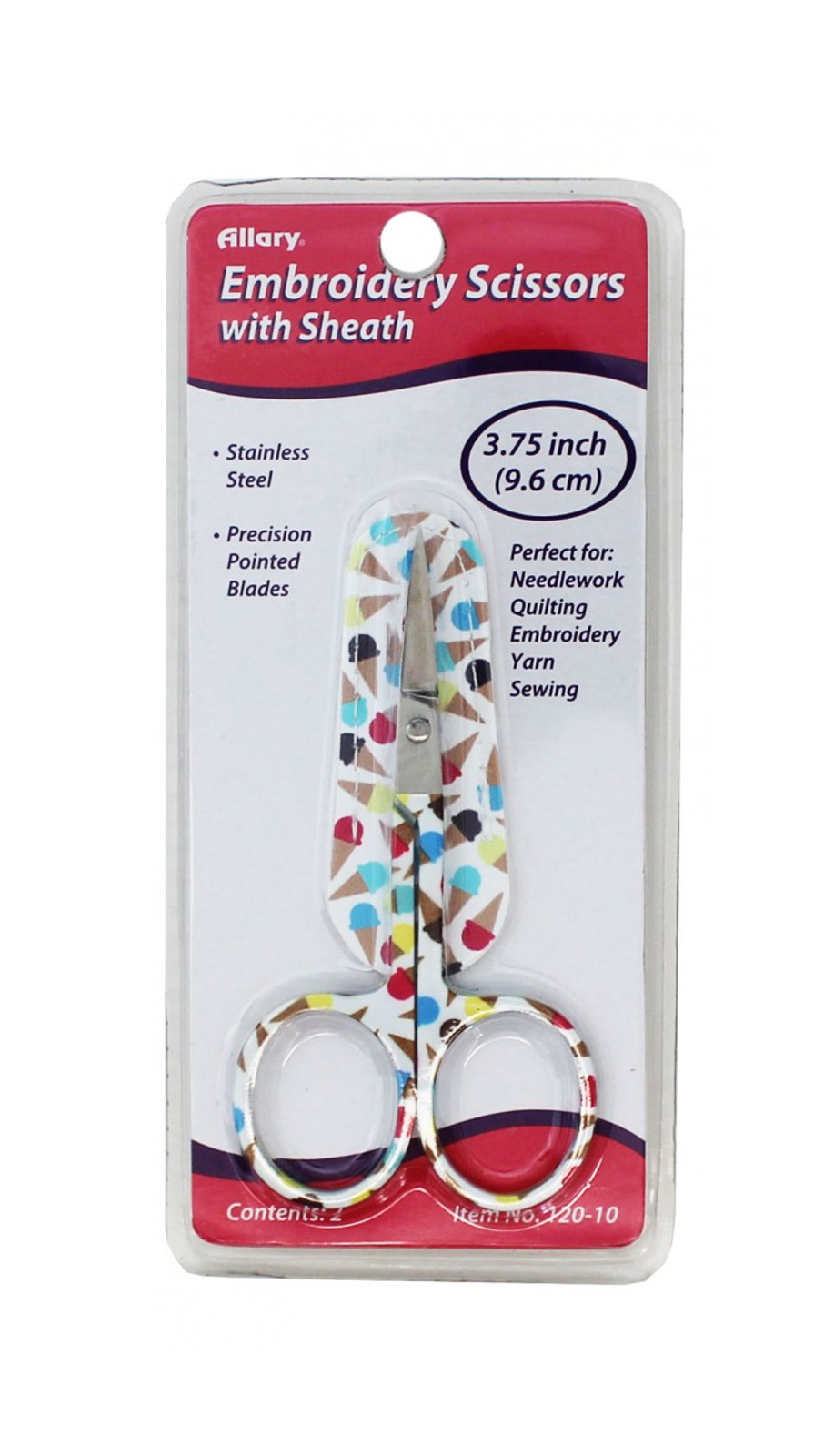 Generic 3 3/4 inch Ice Cream Cones Themed Embroidery Scissors in Leather Sheath
