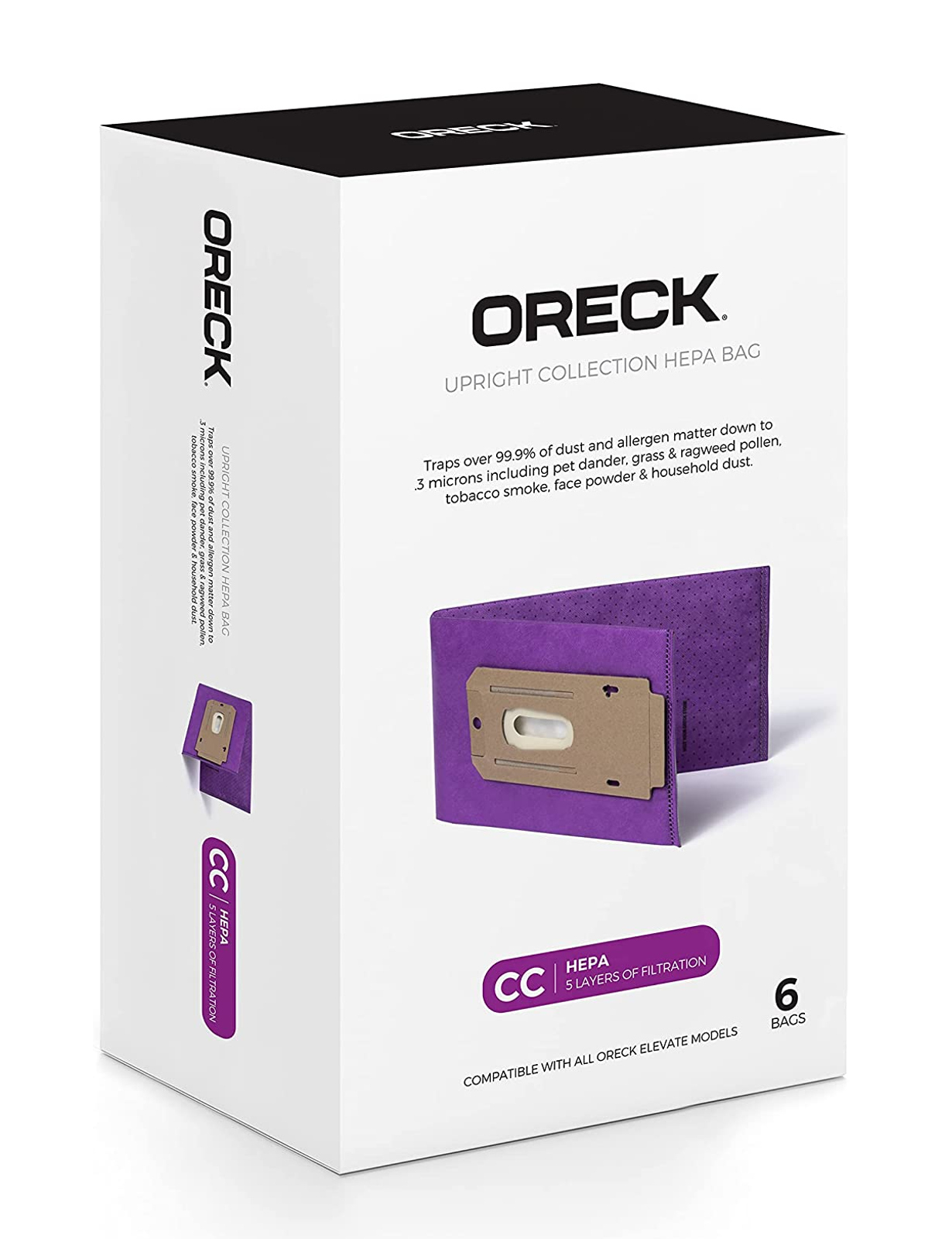 Oreck Type CC Purple Superior Filtration HEPA Vacuum Bags 6 Pack