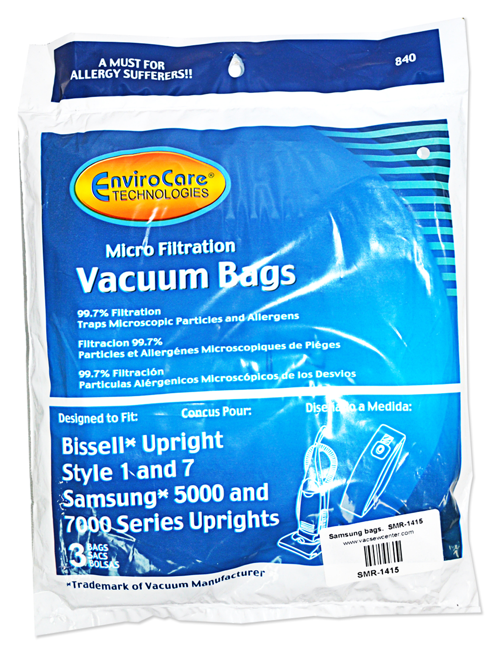 Bissell Style 1 & 7 Upright Vacuum Cleaner Bags, EnviroCare Replacement