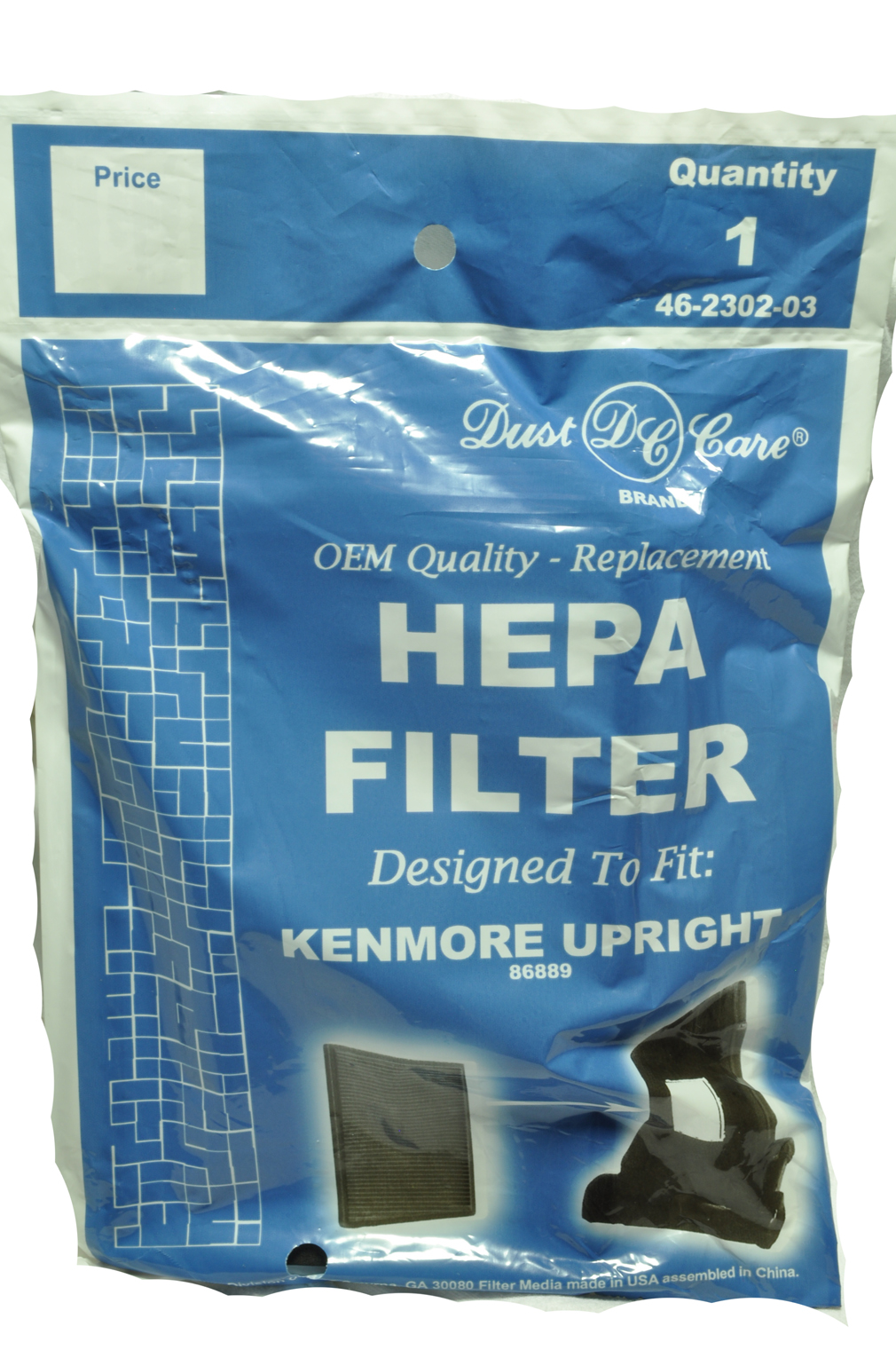 Dust Care Kenmore Upright Vacuum Cleaner Hepa Filter, fits Kenmore Upright Vacuum Cleaner Model 86889, Panasonic MC-V199H #40324