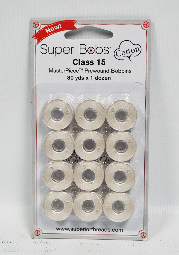 Super Bobs MasterPiece Cotton 80yd Prewound Bobbins 12ct Class 15 Bisque
