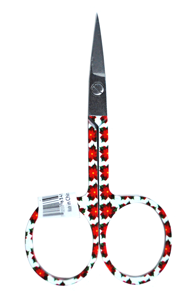 Generic 3 3/4 Inch Holiday Embroidery Scissors Poinsettia