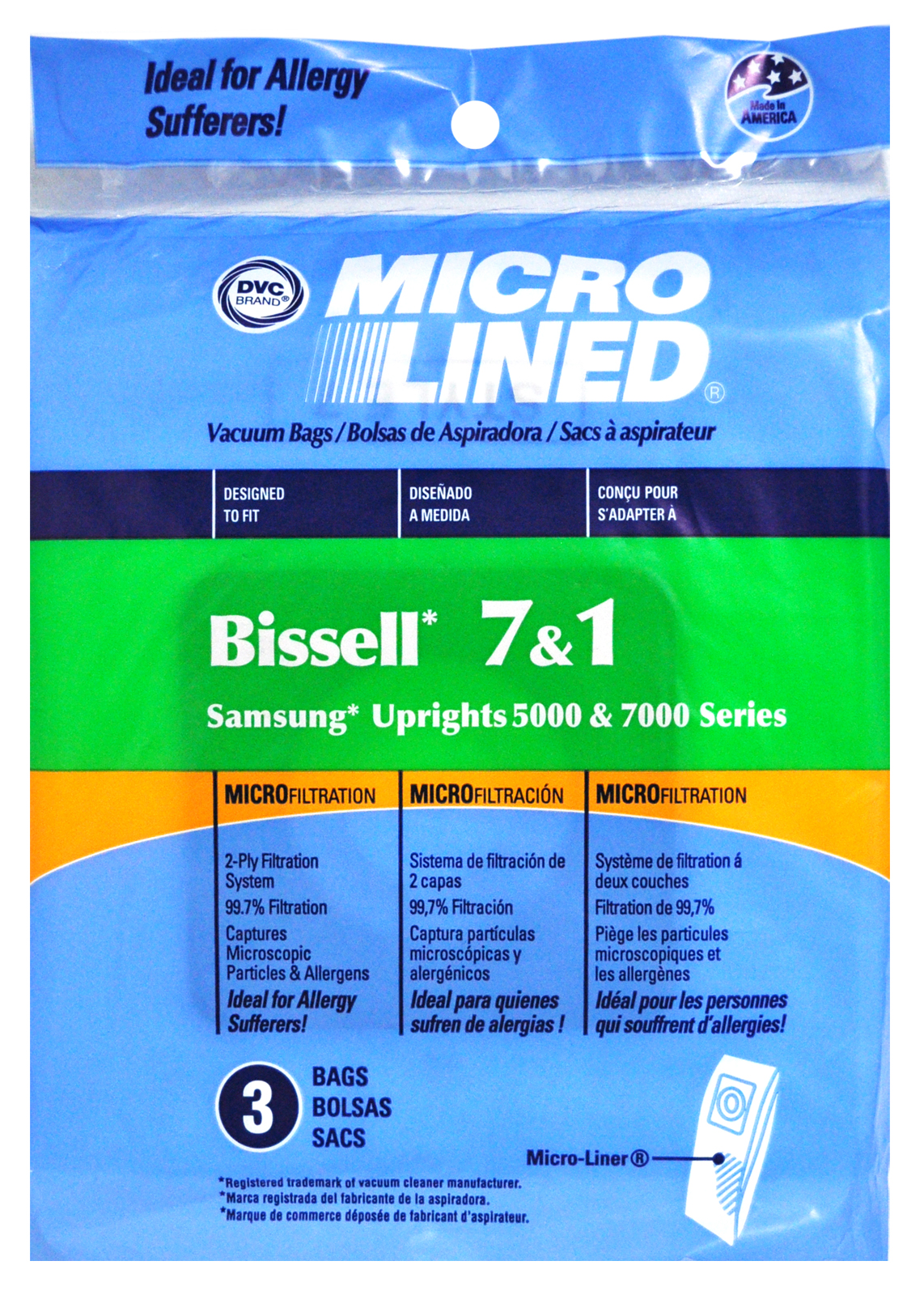 DVC Bissell Plus Style 7 and 1 Micro Lined Vacuum Bags