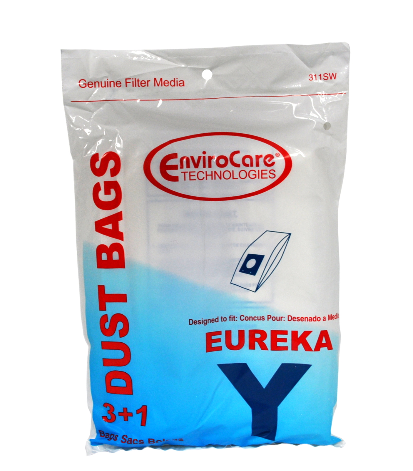 Envirocare Vacuum Bags With One Filter Designed To Fit Eureka Style Y Vacuums 311SW