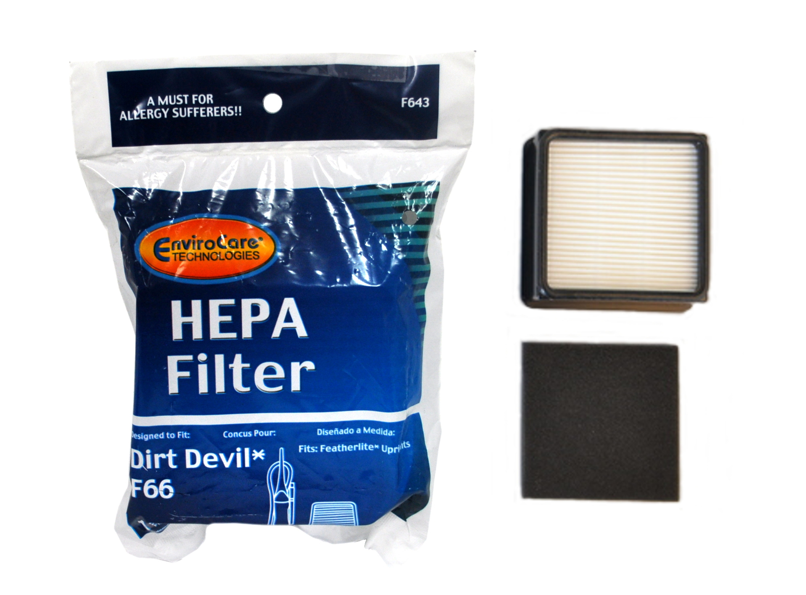 Envirocare HEPA Vacuum Filter Designed To Fit Dirt Devil F66 Bagless Upright Vacuum F643
