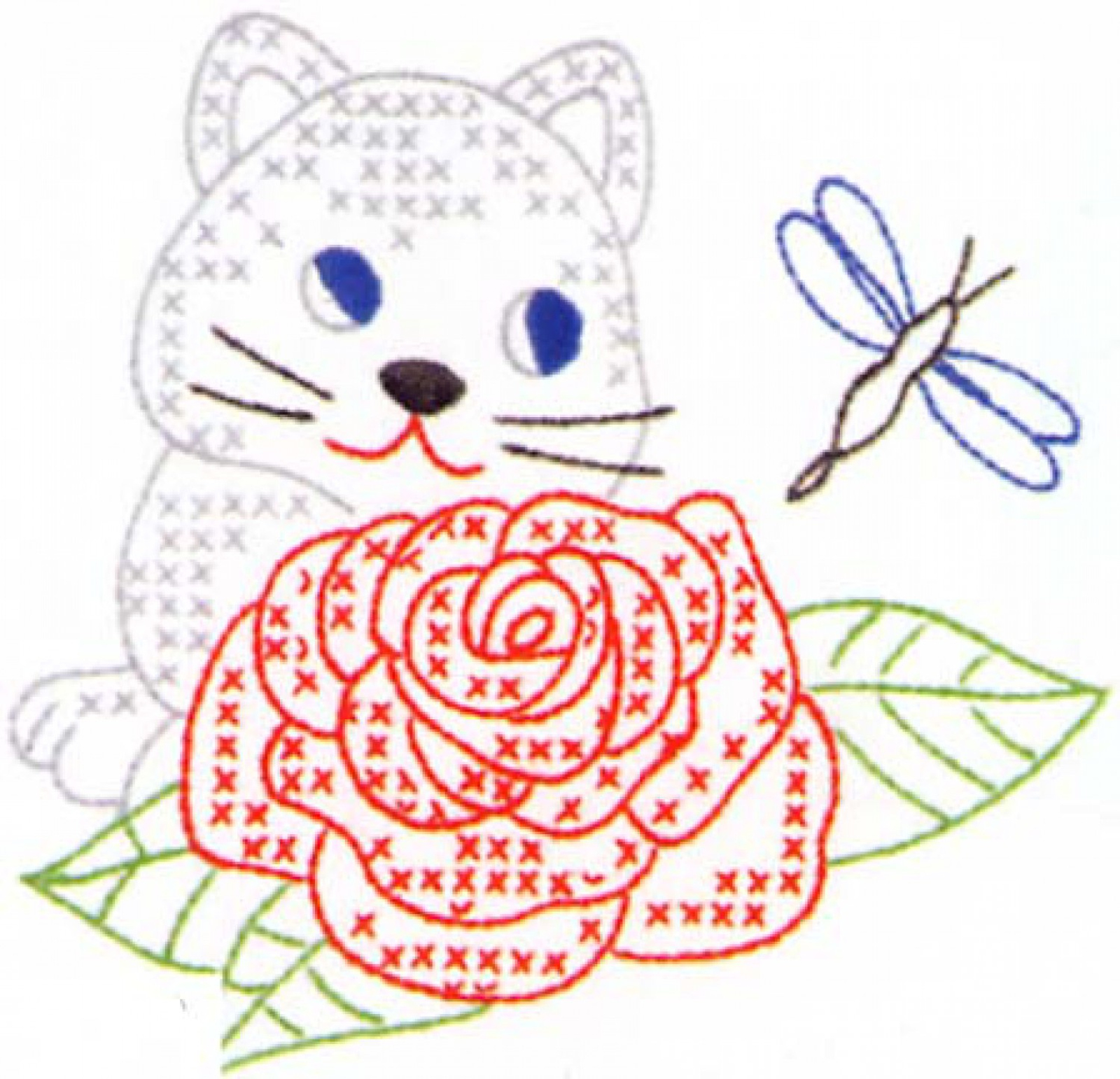 Jack Dempsy Needle Art Jack Dempsey Needle Art Kitten and Rose Quilt Blocks