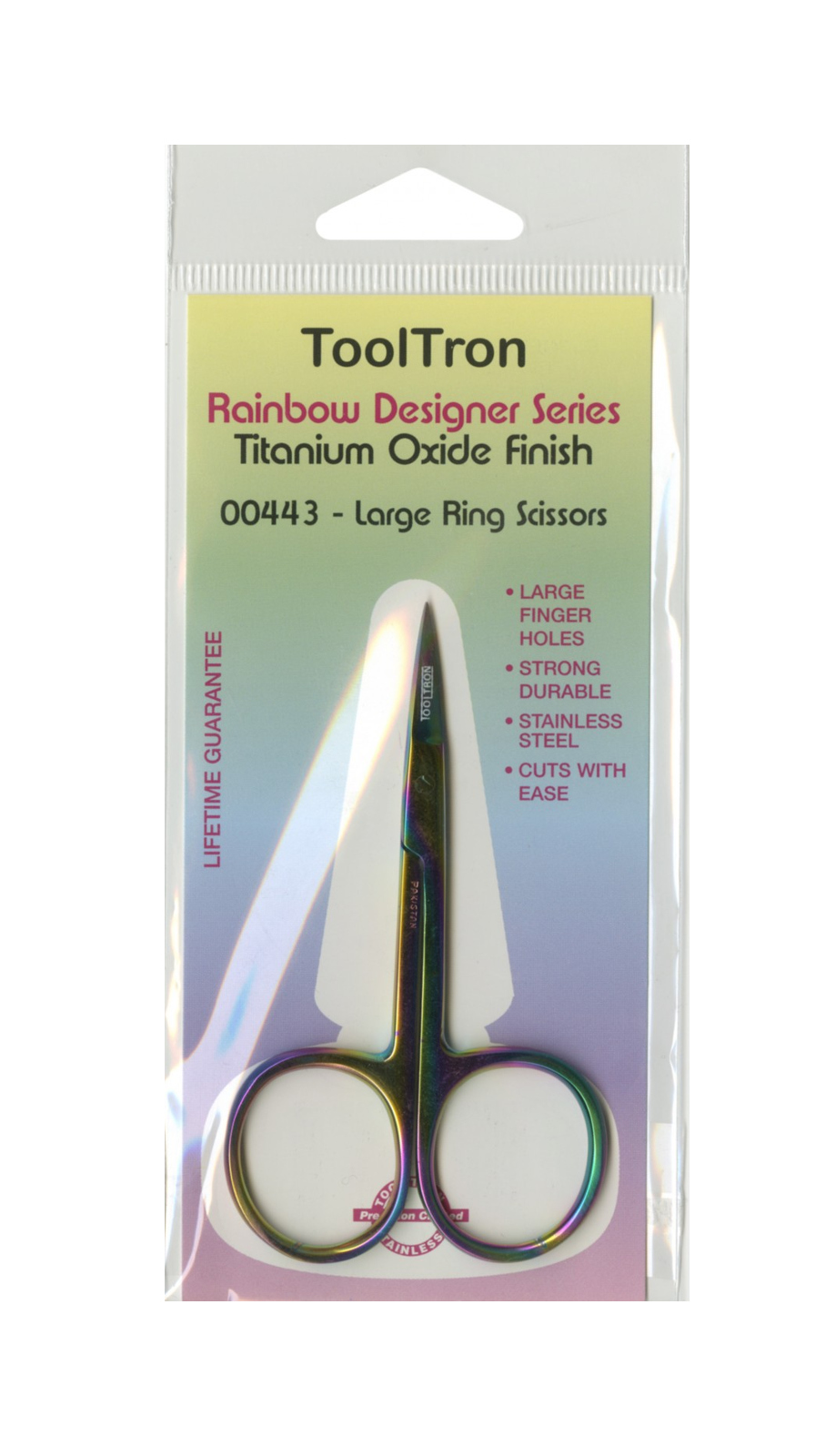 Tooltron Large Ring Scissors Rainbow Titanium Oxide Finish