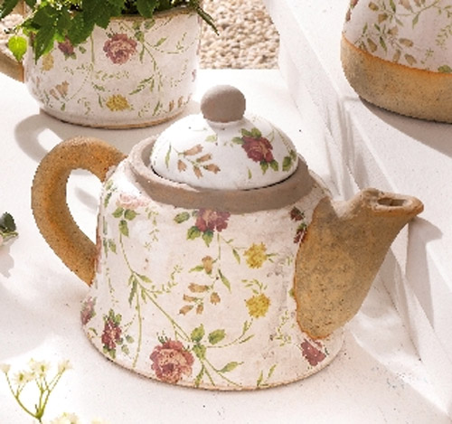 Pier Surplus Porcelain Tea Pot - Floral Patterned with Contrasting Spout and Handle