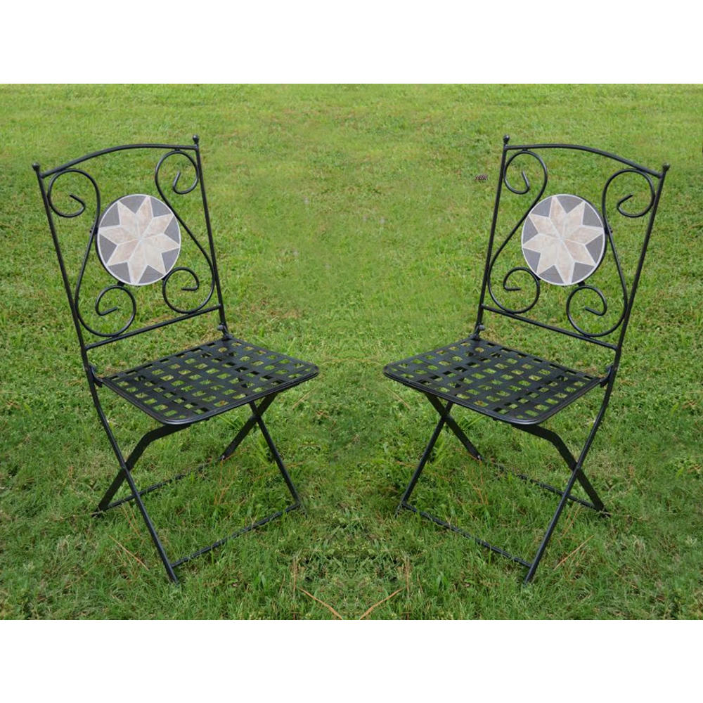 Pier Surplus Foldable Mosaic Bistro Chairs, Set of Two