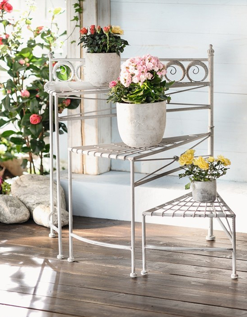 Wrought Iron Spiral Staircase Plant Stand Tall 3 Tier Spiral Staircase Folding Metal Garden Plant Stand