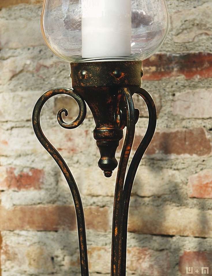 Pier Surplus Large Floor Standing Metal And Glass Hurricane Candle Holder