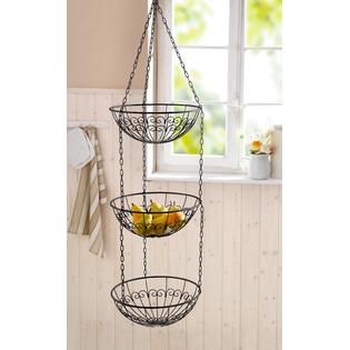 Pier Surplus 3 Tier 12 In Dia Metal Wire Hanging Kitchen Basket Fruit Bowls Dark Brown