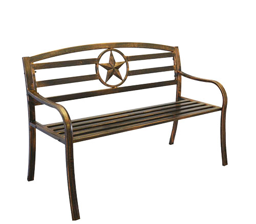 Pier Surplus Country Star Metal Park Bench  - Cast Iron Bench for Yard or Garden