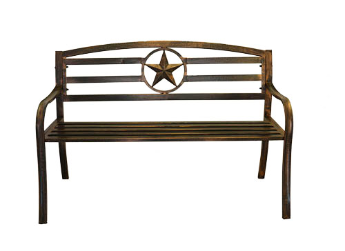 Pier Surplus Country Star Metal Park Bench  - Cast Iron Bench for Yard or Garden