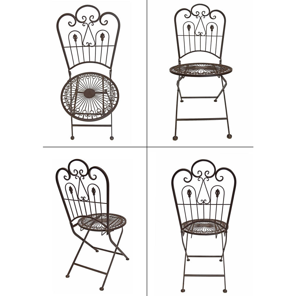 Pier Surplus Provence Metal Folding Garden Bistro Chairs - Warm Brown, Set of Two