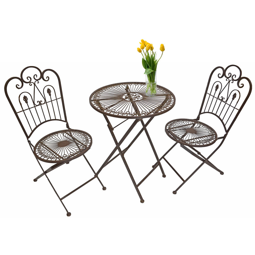 Pier Surplus Provence Metal Folding Garden Bistro Chairs - Warm Brown, Set of Two
