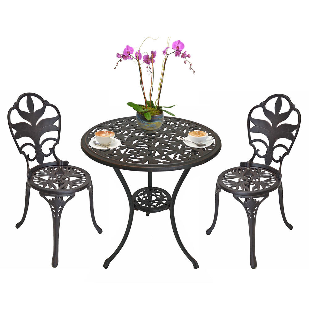 Pier Surplus Antiqued Bronze Garden Bistro Set - Table and Two Chairs for Yard, 3 Pieces