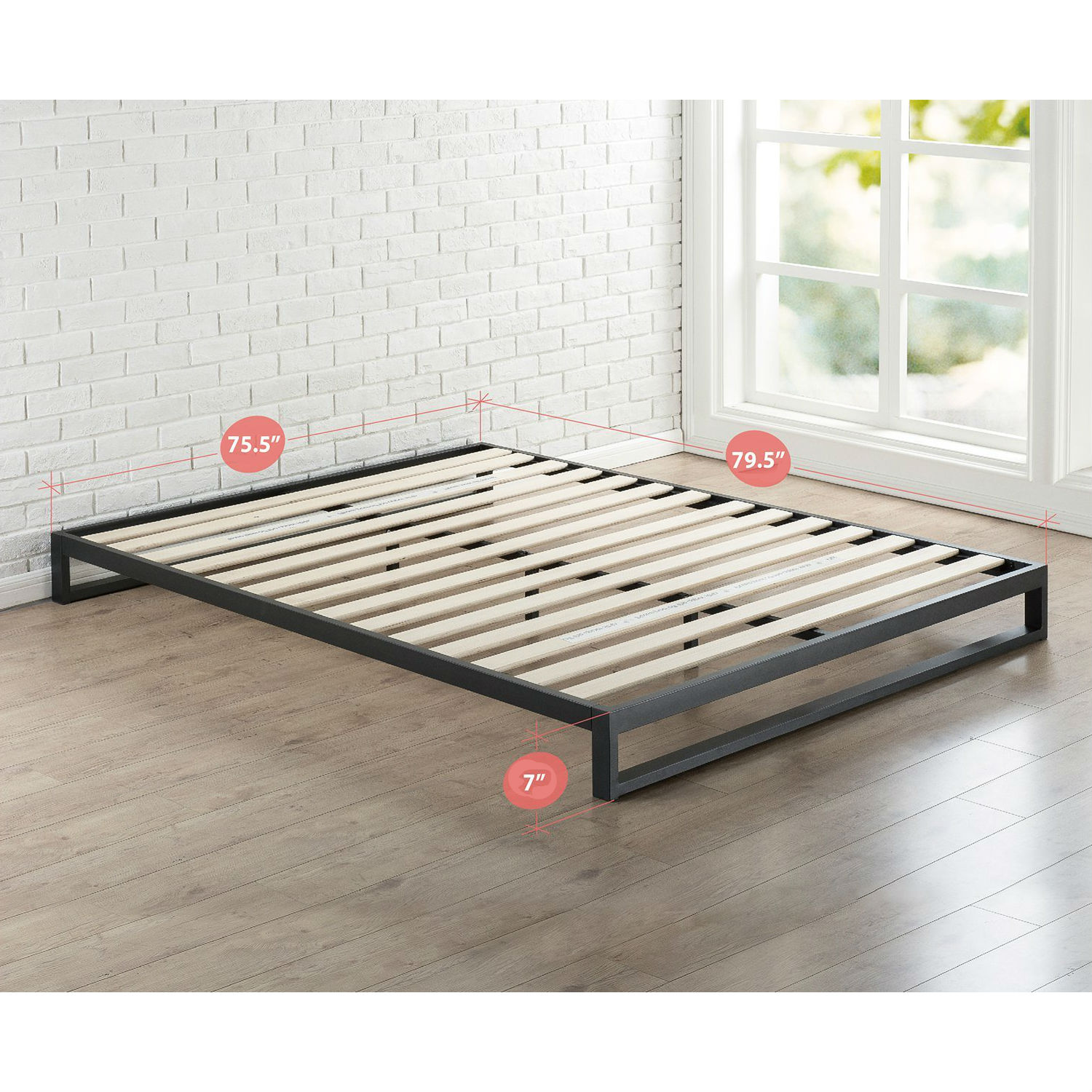 Low Profile Metal Platform Bed Frame, High Rise Wood Bed Frame