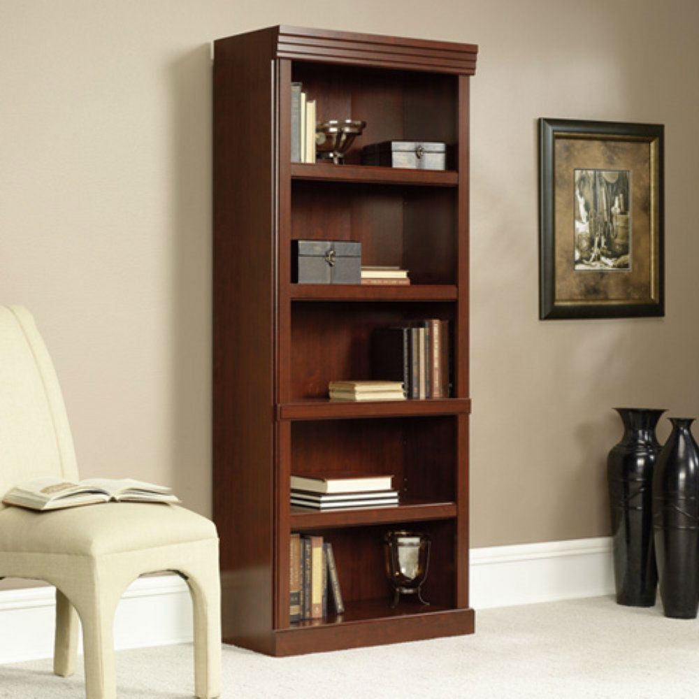 FastFurnishings 71-inch High 5-Shelf Wooden Bookcase in Cherry Finish