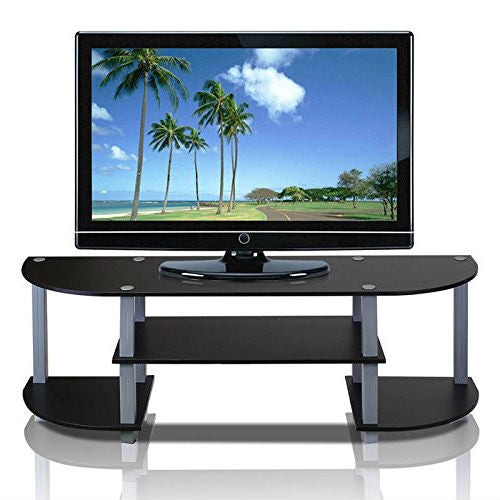 FastFurnishings Contemporary Grey and Black TV Stand - Fits up to 42-inch TV