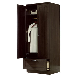 Fastfurnishings Dark Brown Wood, Armoire With Clothing Rod