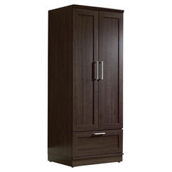 FastFurnishings Dark Brown Wood Wardrobe Cabinet Armoire with Garment Rod