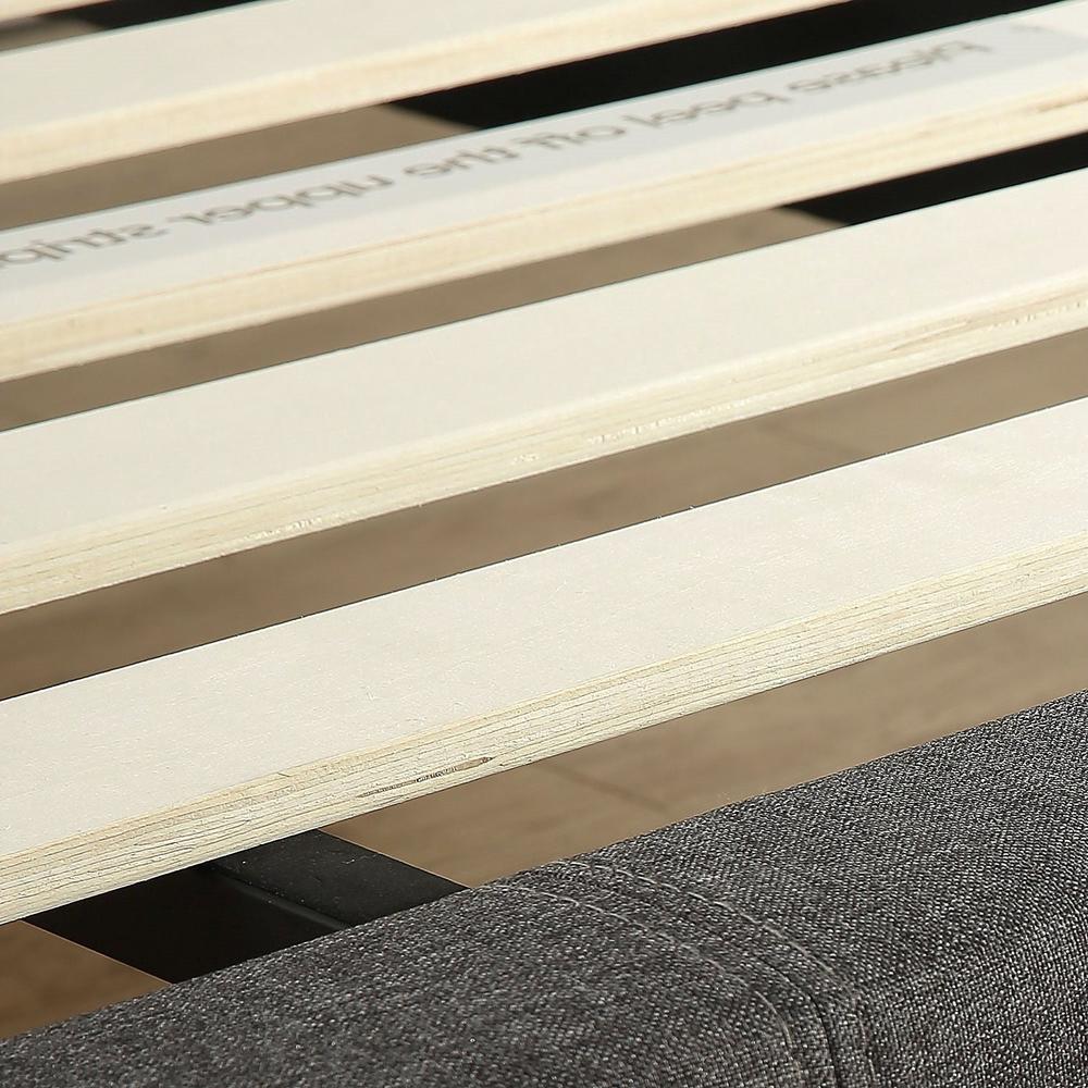 FastFurnishings King size Modern Grey Upholstered Padded Platform Bed Fame