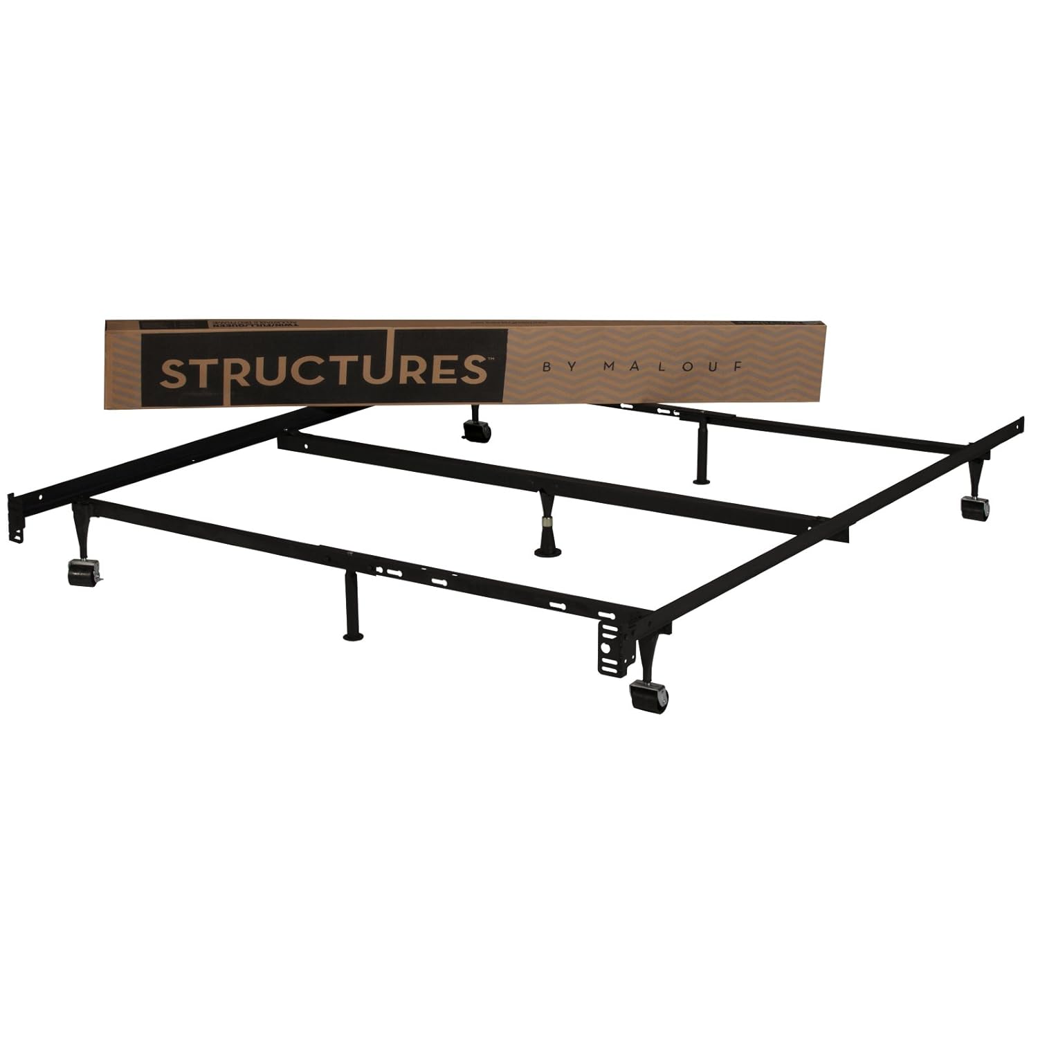 Structure Queen-size Metal Bed Frame with Rug Rollers