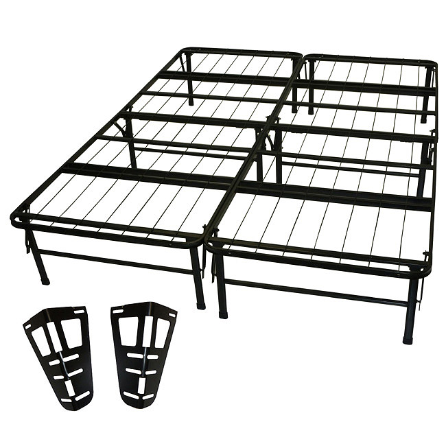 Folding Metal Platform Bed Frame, Metal Bedframe With Headboard Brackets