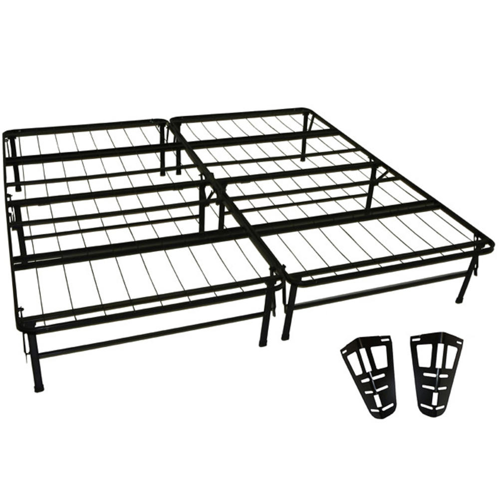 GreenHome123 King size Steel Platform Bed Frame with Headboard Brackets