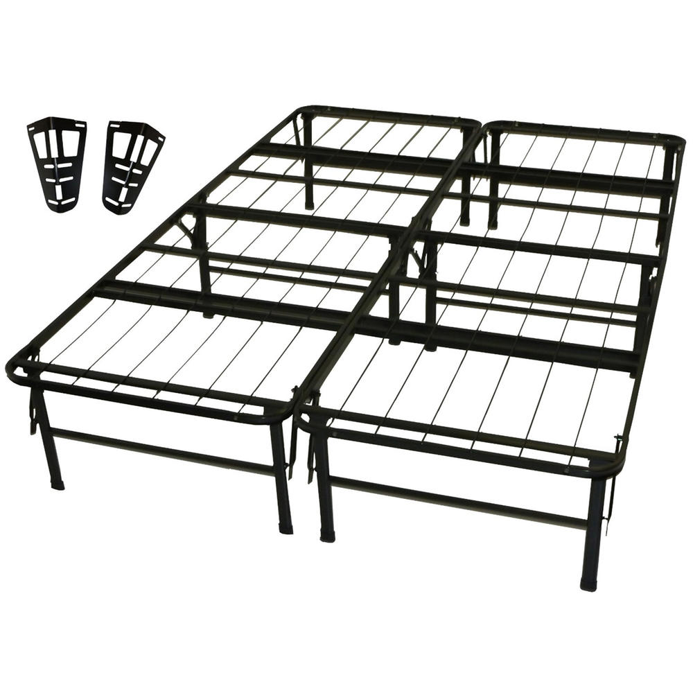 GreenHome123 Full size Metal Platform Bed Frame with Headboard Brackets