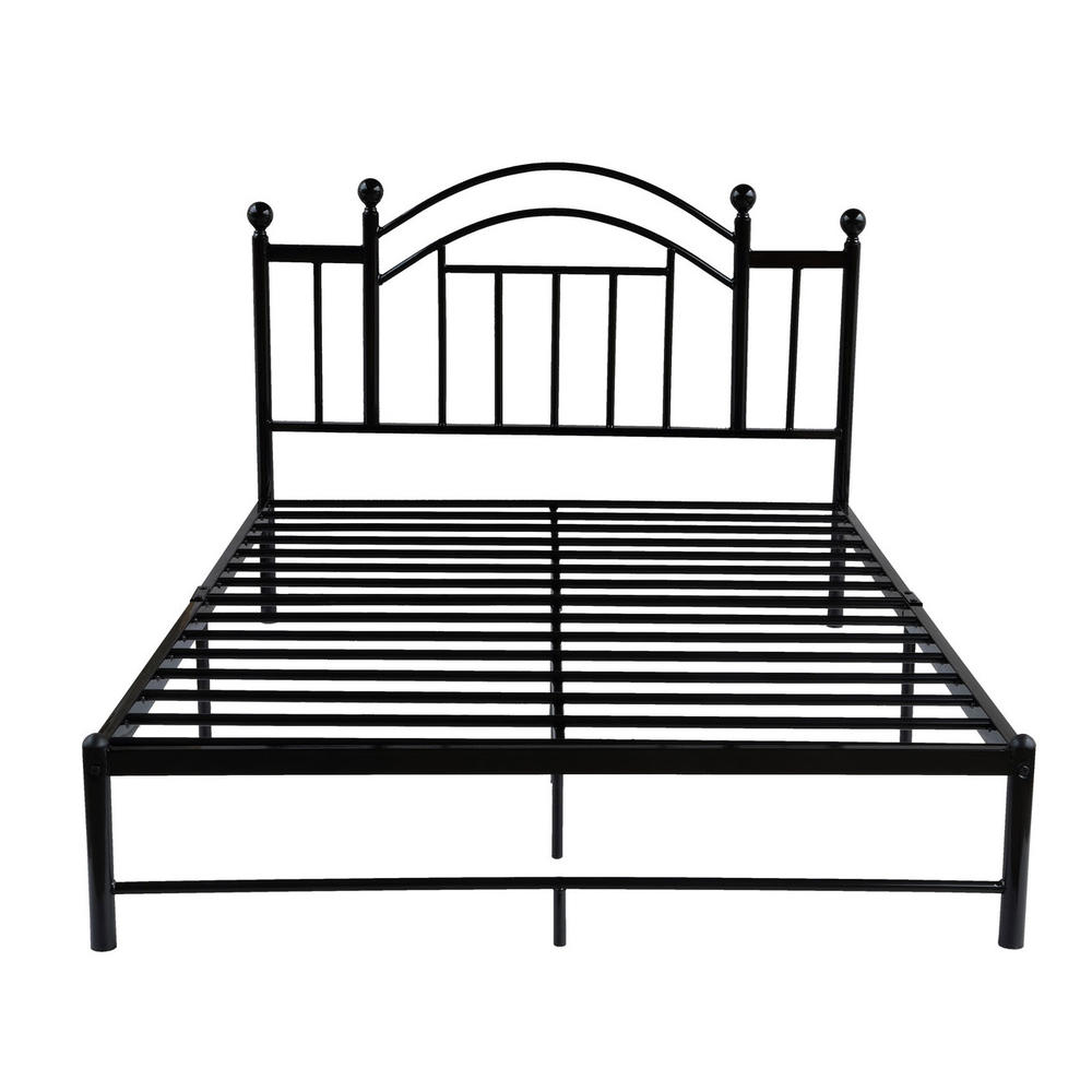 GreenHome123 Black Metal Platform Bed Frame with Headboard in Twin Full or Queen size