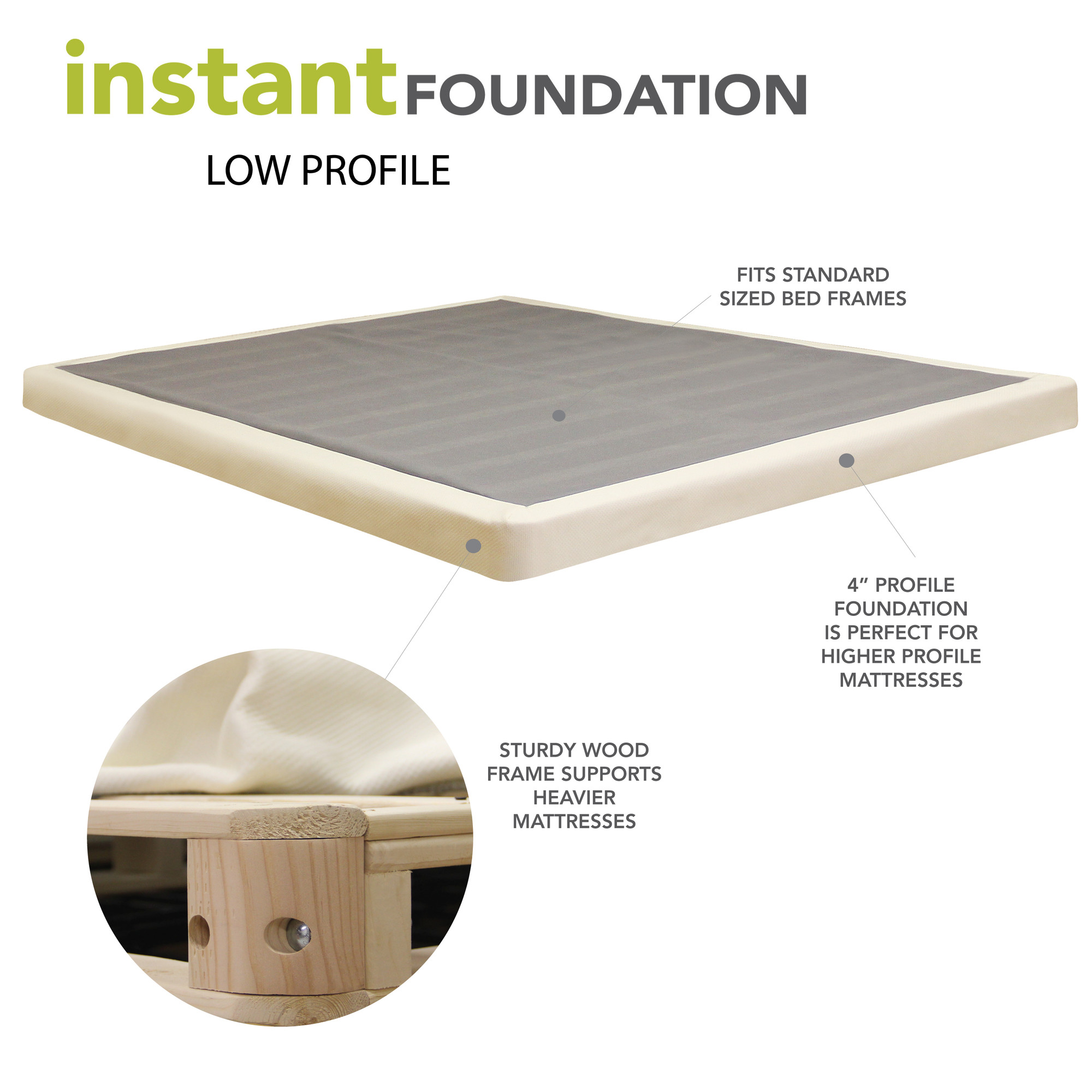 Low Profile Box Spring Mattress Foundation, Thin Box Springs For King Bed