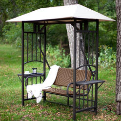 Person Canopy Swing Parts Greenhome123 Outdoor 2 Person Loveseat Patio Furniture Porch Swing Garden Bench With Gazebo Style Canopy