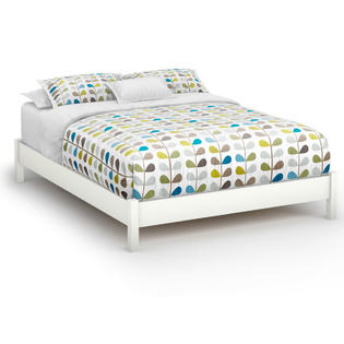 Greenhome123 Queen Size Contemporary Platform Bed Frame In White Greenhome123 Queen Size Contemporary Platform Bed Frame In White Wood Finish