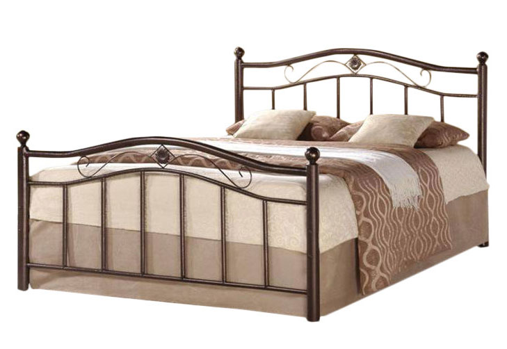 Greenhome123 Bronze Finish Metal, Metal Platform Bed Frame With Headboard And Footboard