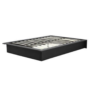 Greenhome123 Modern Black Faux Leather Upholstered Platform Bed Greenhome123 Modern Black Faux Leather Upholstered Platform Bed Frame With Wood Slats In Size Twin Full Queen