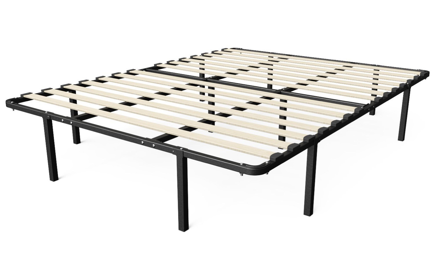 GreenHome123 Full Size Metal Platform Bed Frame with Wood Slats - No Box-spring Needed