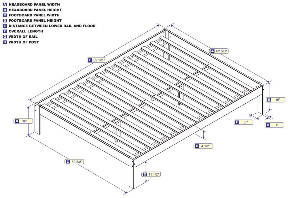 Greenhome123 White Modern Solid Wood Platform Bed Frame In Size Twin Or Twin Xl Twin Xl Bed Frame Size