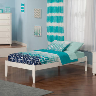 Greenhome123 White Modern Solid Wood, White Twin Platform Bed