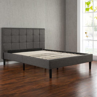 Greenhome123 Grey Upholstered Platform, Twin Upholstered Headboard And Frame