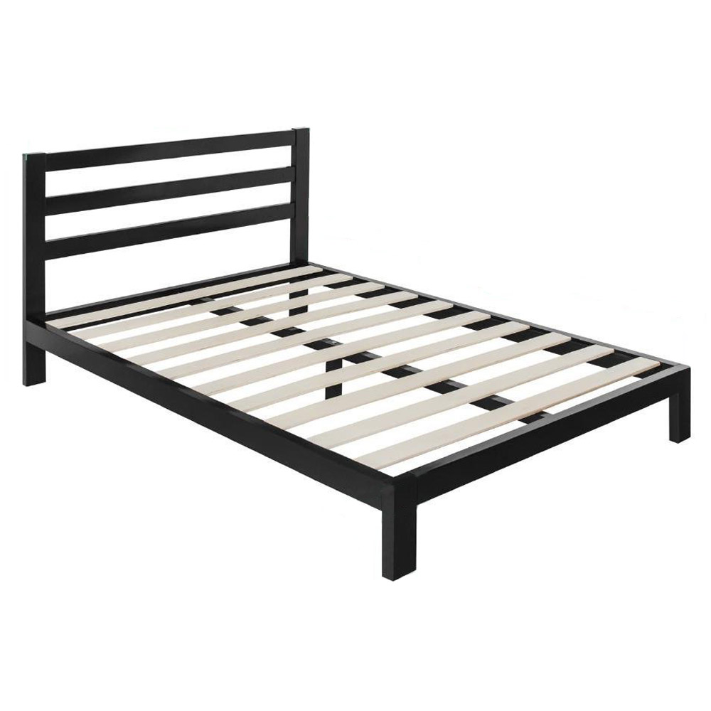 Greenhome123 Modern Metal Platform Bed, Full Size Wooden Slat Bed Frame