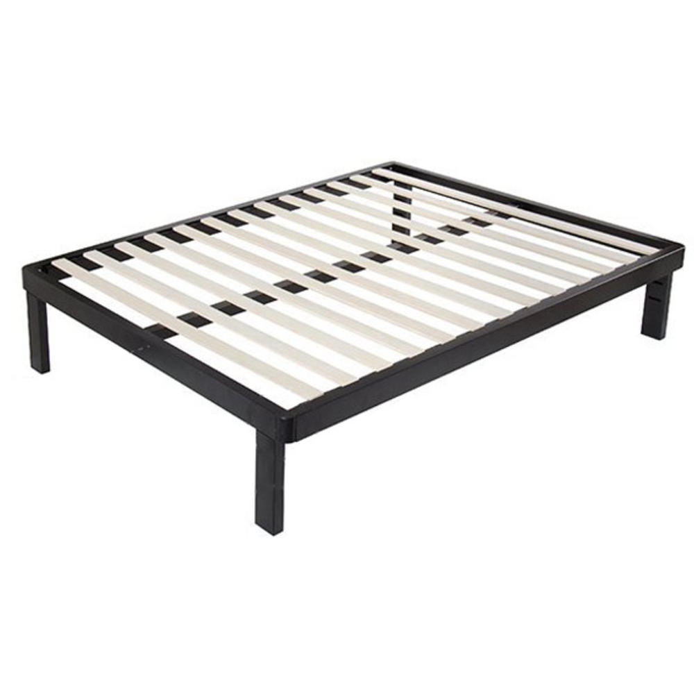 GreenHome123 Modern Euro Asian Style Metal Platform Bed Frame with Wood Slats in Twin Full Queen King