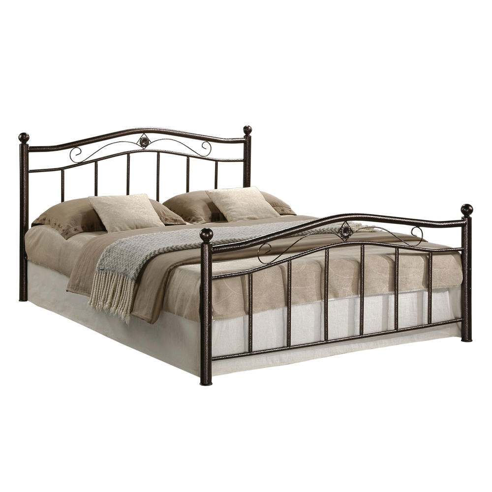 GreenHome123 Bronze Metal Platform Bed Frame with Headboard and Footboard